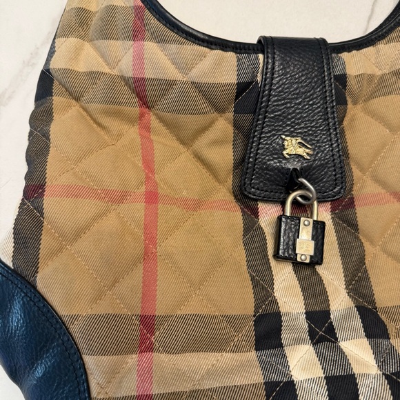 Burberry Checkered Hobo Bag in Tan and Black - Picture 7 of 14